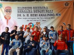 Peringati HPN, PWI PALI Gelar Mancing Gembira Bersama Bupati Heri Amalindo